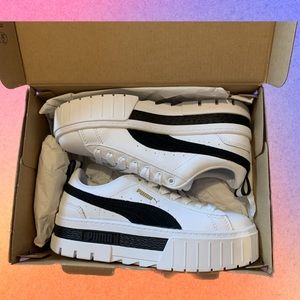 PUMA MAYZE WHITE PLATFORM SNEAKS 6.5